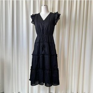 J. Crew Pom-pom Dress In Cotton Voile Black Size 6.